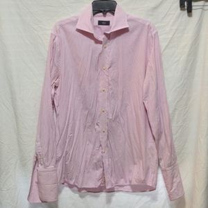 Alara pink and white stripe men's dress shirt
